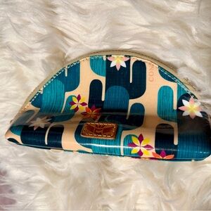 Consuela Cactus Print Cosmetic Pouch with Floral Accents